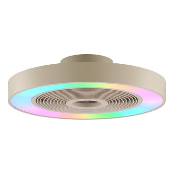 Brilliant - LED RGBW dimmable ceiling light with fan CATANIA LED/37W/230V 2700-6500K Ø 48.6 cm beige + remote control