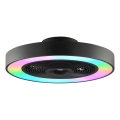 Brilliant - LED RGBW Dimmable ceiling light with fan CATANIA LED/37W/230V 2700-6500K Ø 48.6 cm black + remote control