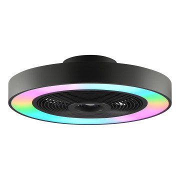 Brilliant - LED RGBW Dimmable ceiling light with fan CATANIA LED/37W/230V 2700-6500K Ø 48.6 cm black + remote control