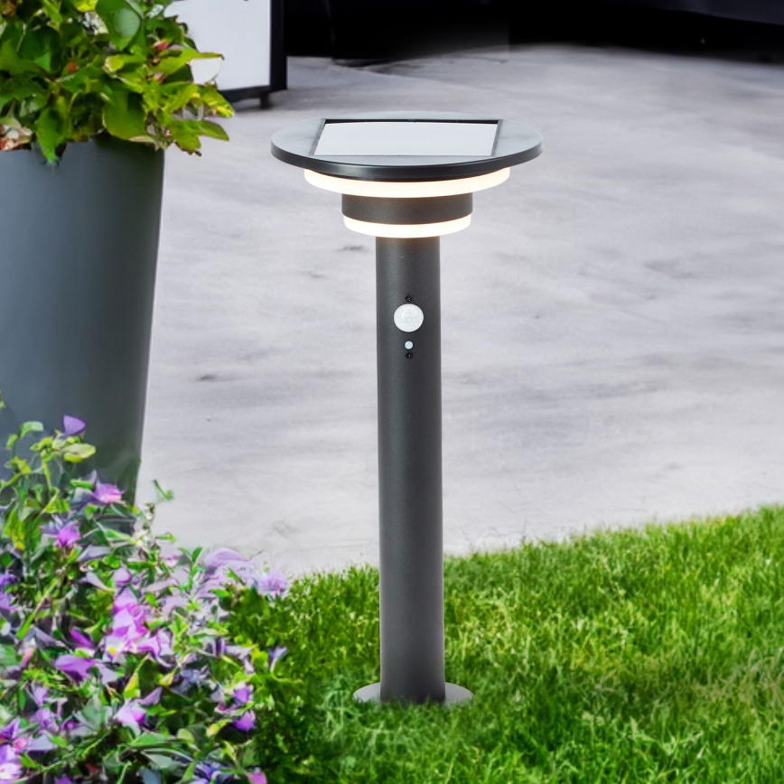 Brilliant - LED Solar lamp with sensor GARVINA LED/3W/3,7V 45 cm IP44 black