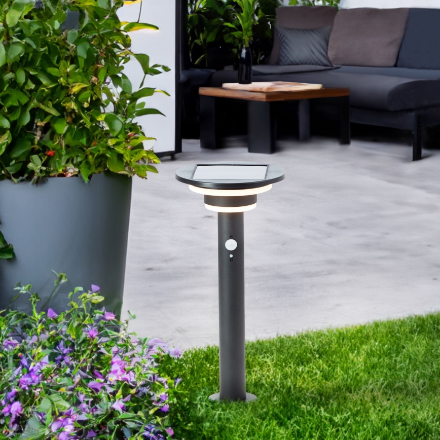 Brilliant - LED Solar lamp with sensor GARVINA LED/3W/3,7V 45 cm IP44 black