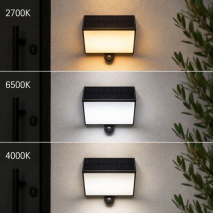 Brilliant - LED solar wall light with sensor SIERRA LED/6W/3.7V 2700/4000/6500K 2000 mAh IP54 black