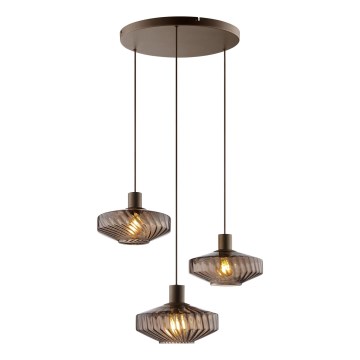 Brilliant - LYN Cable Pendant Light, 3xE27 / 20W / 230V, Ø 69 cm, brown/smoky brown