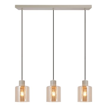 Brilliant - LYSKA Cable-Suspended Pendant Light 3xE27/20W/230V, Cream / Smoky Beige