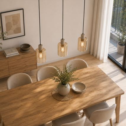 Brilliant - LYSKA Cable-Suspended Pendant Light 3xE27/20W/230V, Cream / Smoky Beige