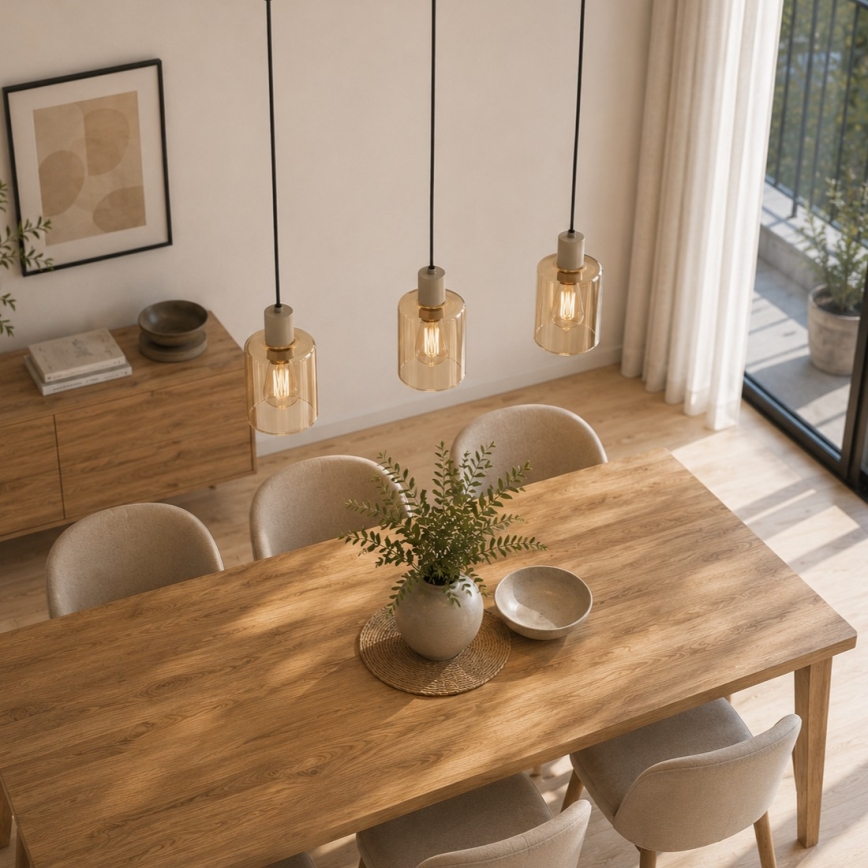 Brilliant - LYSKA Cable-Suspended Pendant Light 3xE27/20W/230V, Cream / Smoky Beige