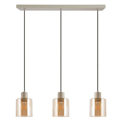 Brilliant - LYSKA Cable-Suspended Pendant Light 3xE27/20W/230V, Cream / Smoky Beige