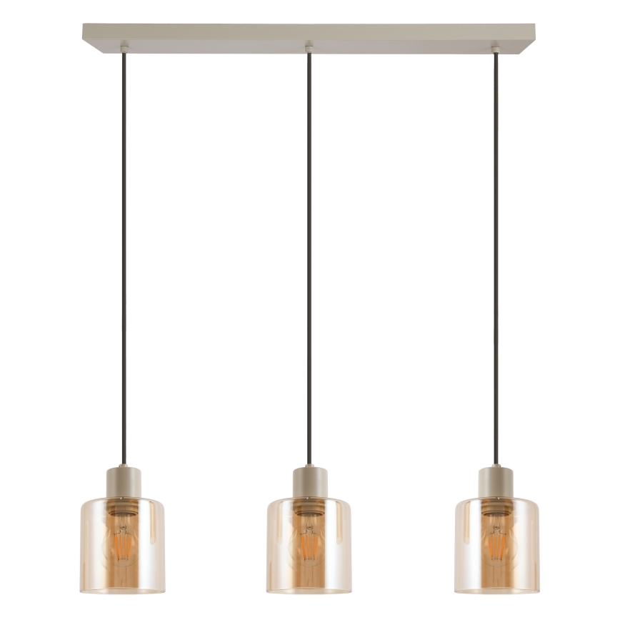 Brilliant - LYSKA Cable-Suspended Pendant Light 3xE27/20W/230V, Cream / Smoky Beige