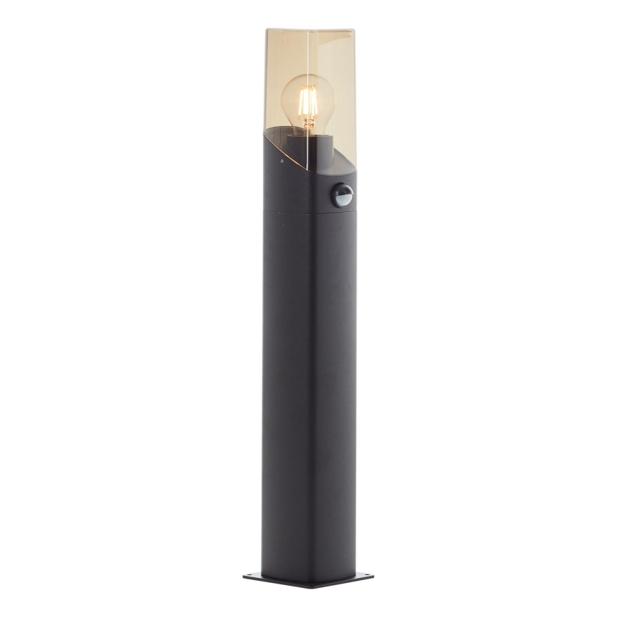 Brilliant - Outdoor lamp with sensor MINOU 1xE27/10W/230V IP44 black/smoky