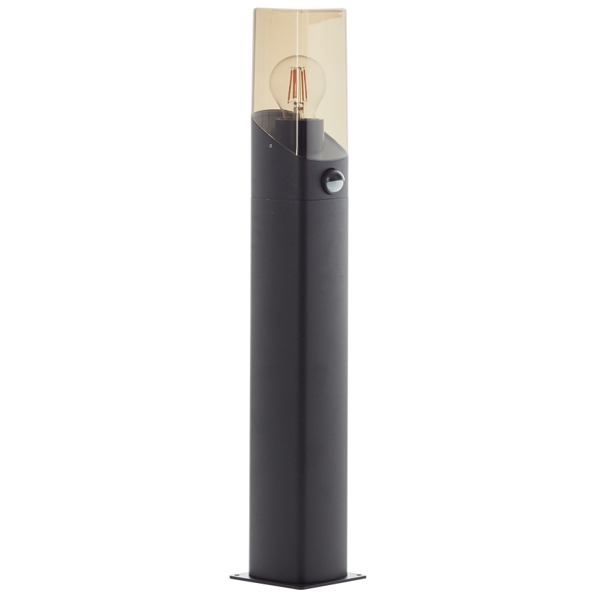 Brilliant - Outdoor lamp with sensor MINOU 1xE27/10W/230V IP44 black/smoky