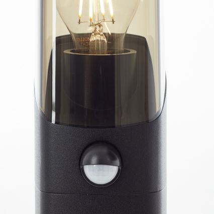 Brilliant - Outdoor lamp with sensor MINOU 1xE27/10W/230V IP44 black/smoky