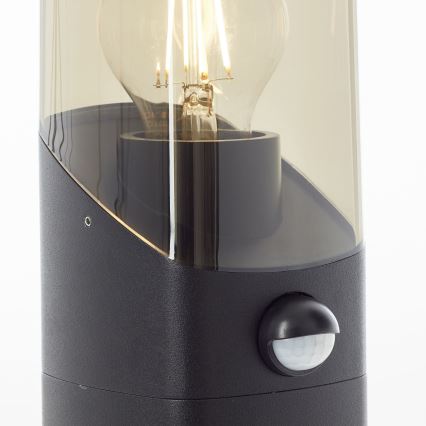 Brilliant - Outdoor lamp with sensor MINOU 1xE27/10W/230V IP44 black/smoky