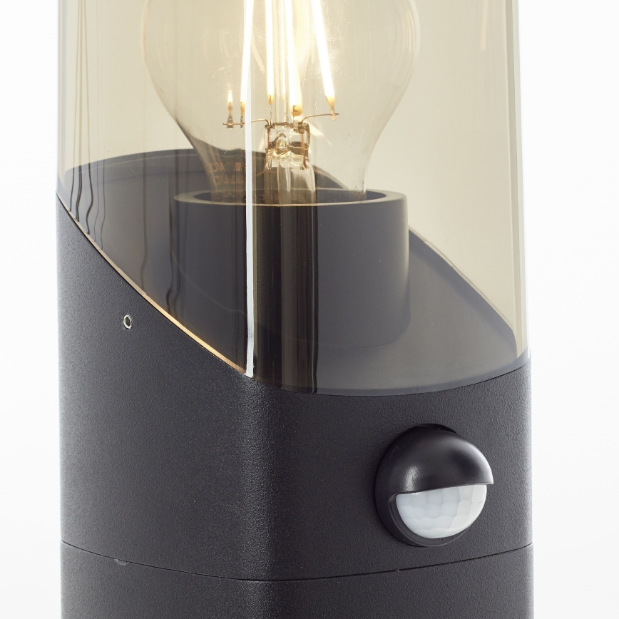 Brilliant - Outdoor lamp with sensor MINOU 1xE27/10W/230V IP44 black/smoky