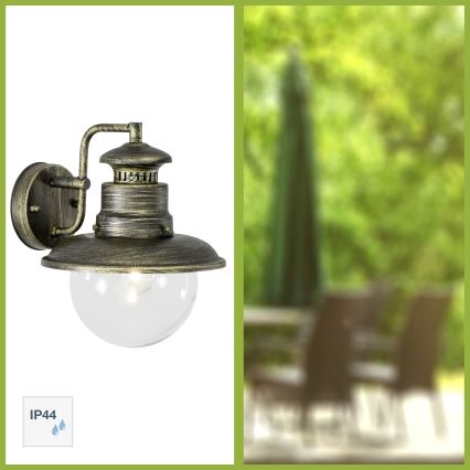 Brilliant - Outdoor wall lamp ARTU 1xE27/60W/230V IP44 patina/gold