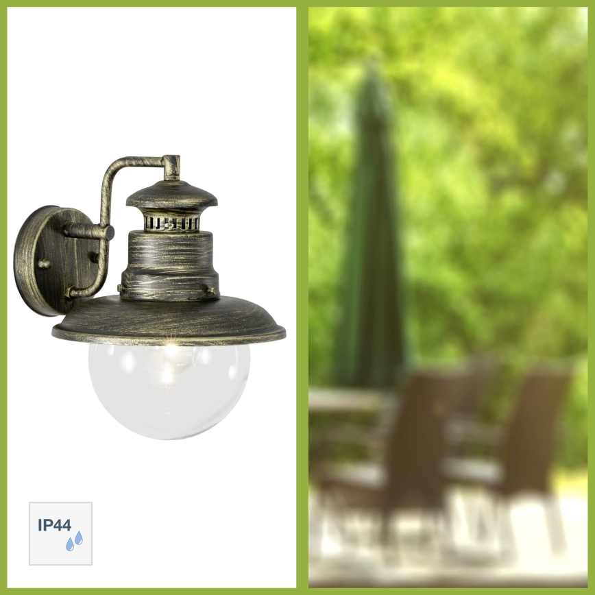 Brilliant - Outdoor wall lamp ARTU 1xE27/60W/230V IP44 patina/gold