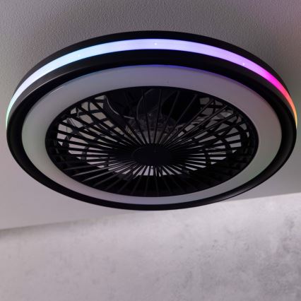 Brilliant - PALMERO LED RGBW Dimmable Ceiling Fan Light LED/40W/230V 2700-6500K Ø 46.6 cm Beige + Remote Control