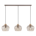 Brilliant - Pendant light on cable NORDIC CAGE 3xE27/20W/230V beige