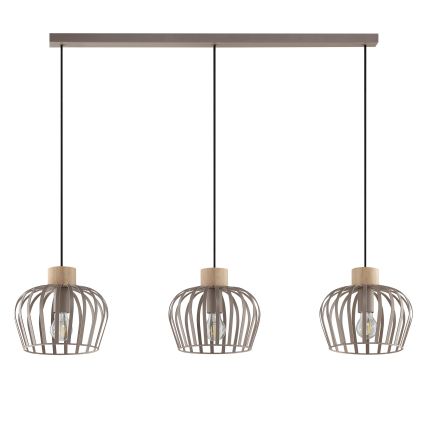 Brilliant - Pendant light on cable NORDIC CAGE 3xE27/20W/230V beige