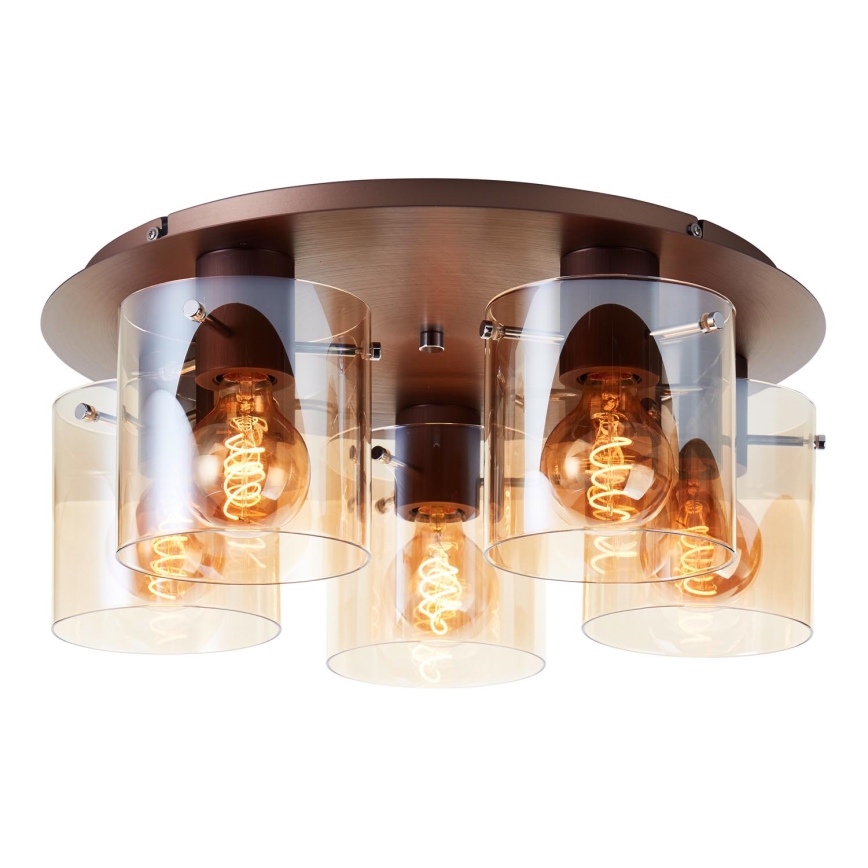 Brilliant - PETJE Ceiling Light 5xE27/40W/230V Ø 52 cm Brown/Smoked