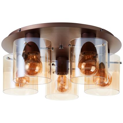 Brilliant - PETJE Ceiling Light 5xE27/40W/230V Ø 52 cm Brown/Smoked