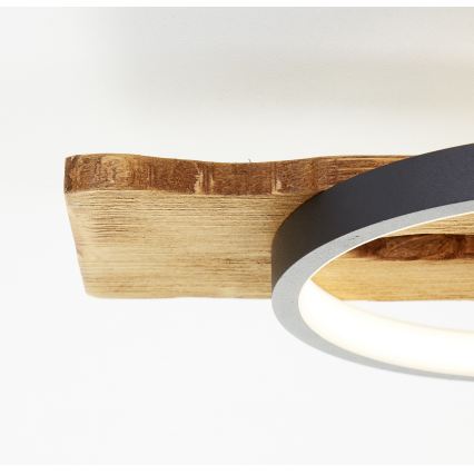 Brilliant - PIRUS Dimmable LED Ceiling Light, 40W/230V, 30x90 cm, Rubberwood