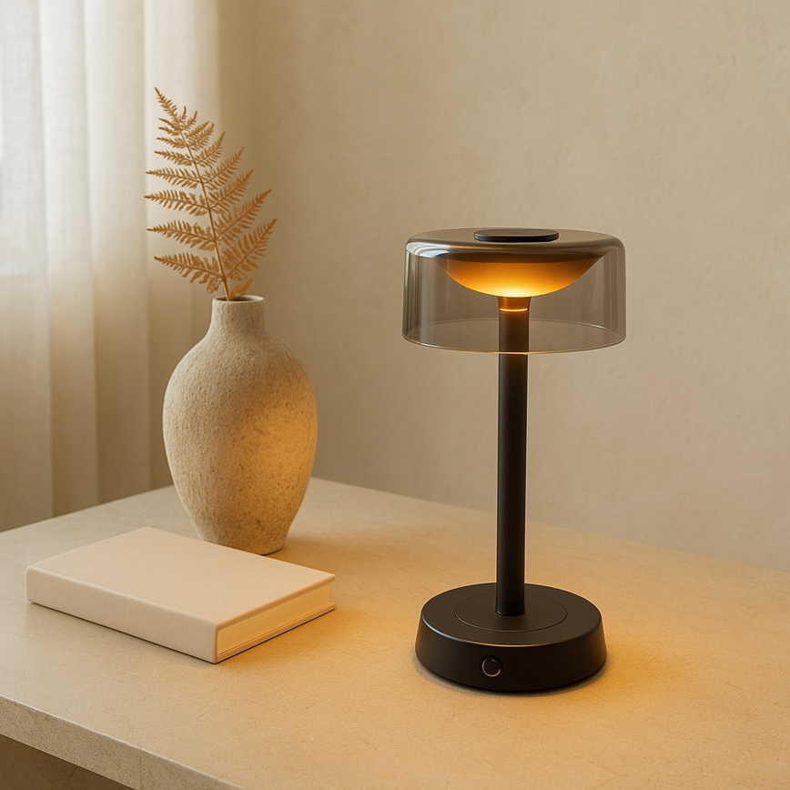 Brilliant - LED Dimmable Rechargeable Touch-Controlled Outdoor Table Lamp RAZOR LED/2,5W/5V 2700K 2600 mAh IP44 black