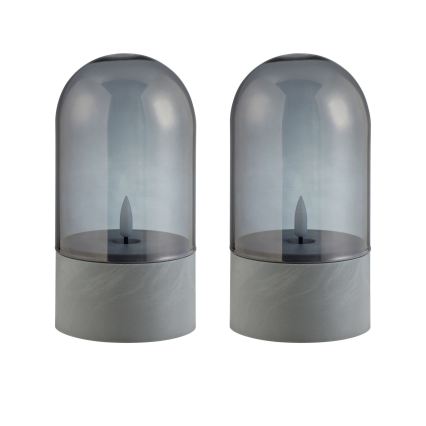 Brilliant - SET of 2 ILLUSION LED Candles LED/2xAA IP44 grey/smoky black