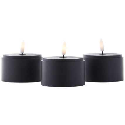 Brilliant - Set of 3 LED Candles BOUGIE LED/2xAA IP44 black/smoke