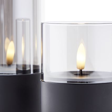 Brilliant - Set of 3 LED Candles BOUGIE LED/2xAA IP44 black/smoke