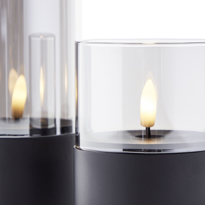 Brilliant - Set of 3 LED Candles BOUGIE LED/2xAA IP44 black/smoke
