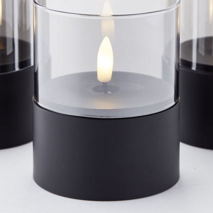 Brilliant - Set of 3 LED Candles BOUGIE LED/2xAA IP44 black/smoke