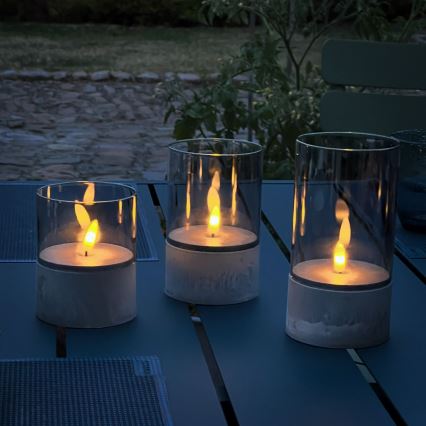 Brilliant - Set of 3 LED Candles BOUGIE LED/2xAA IP44 grey/smoke