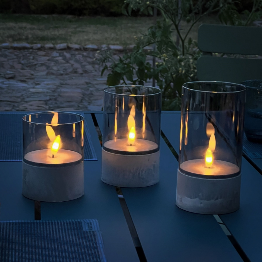 Brilliant - Set of 3 LED Candles BOUGIE LED/2xAA IP44 grey/smoke