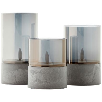 Brilliant - Set of 3 LED Candles BOUGIE LED/2xAA IP44 grey/smoke