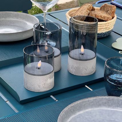 Brilliant - Set of 3 LED Candles BOUGIE LED/2xAA IP44 grey/smoke