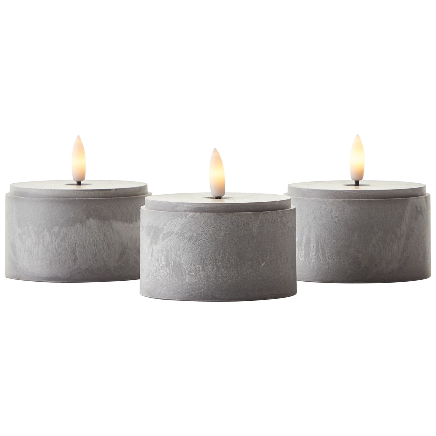 Brilliant - Set of 3 LED Candles BOUGIE LED/2xAA IP44 grey/smoke