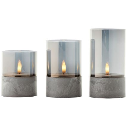Brilliant - Set of 3 LED Candles BOUGIE LED/2xAA IP44 grey/smoke