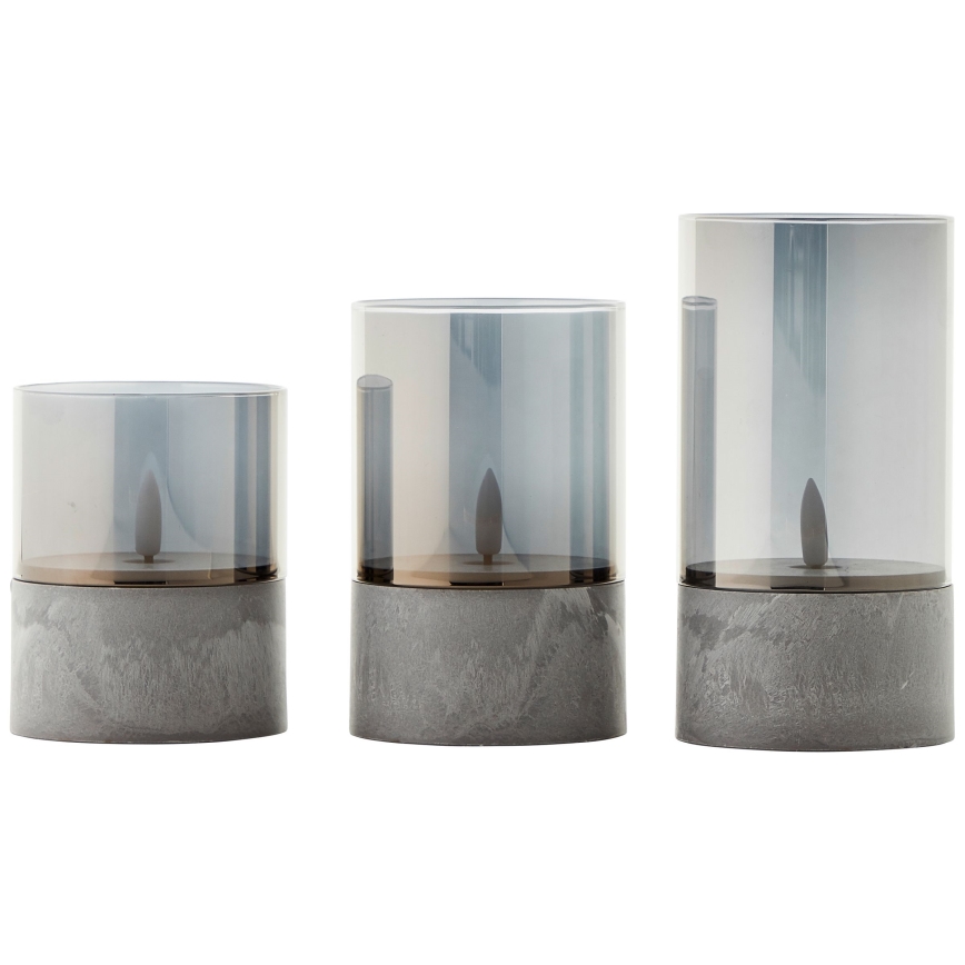 Brilliant - Set of 3 LED Candles BOUGIE LED/2xAA IP44 grey/smoke