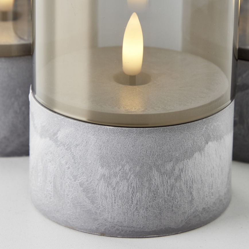 Brilliant - Set of 3 LED Candles BOUGIE LED/2xAA IP44 grey/smoke