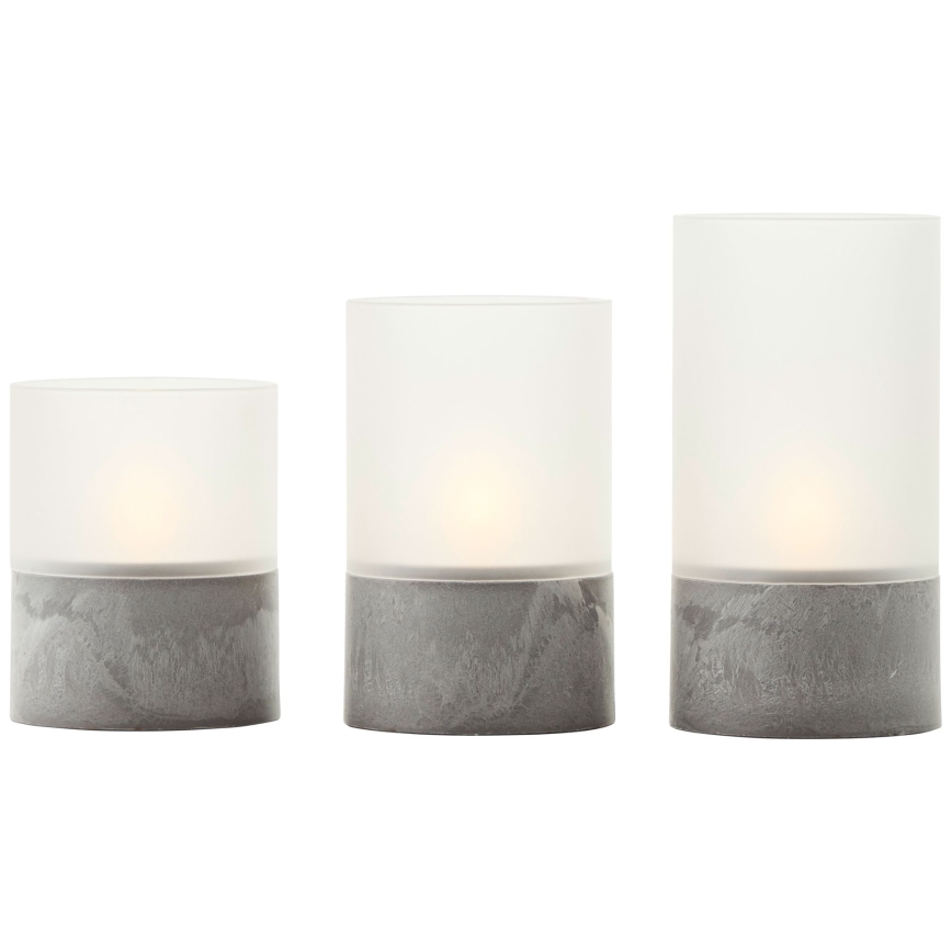 Brilliant - Set of 3 LED Candles BOUGIE LED/2xAA IP44 grey/white