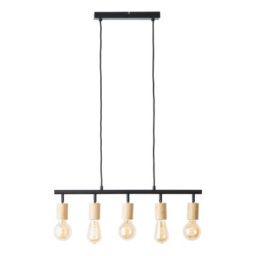 Brilliant - TIFFANY Cable-hung Pendant Light 5xE27/28W/230V Black/Bamboo