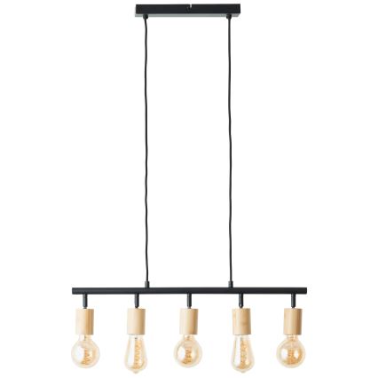 Brilliant - TIFFANY Cable-hung Pendant Light 5xE27/28W/230V Black/Bamboo