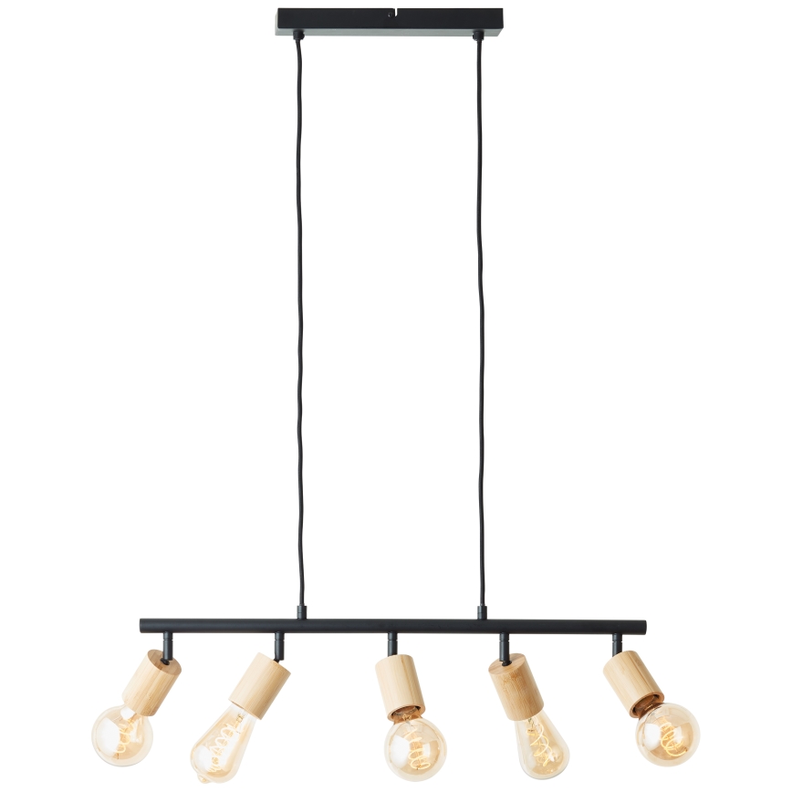Brilliant - TIFFANY Cable-hung Pendant Light 5xE27/28W/230V Black/Bamboo
