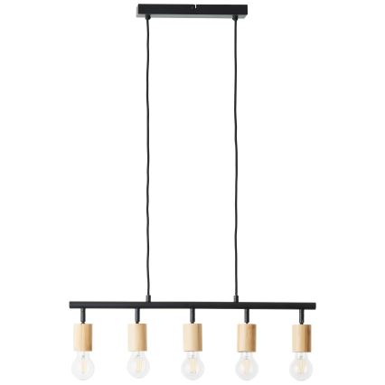 Brilliant - TIFFANY Cable-hung Pendant Light 5xE27/28W/230V Black/Bamboo