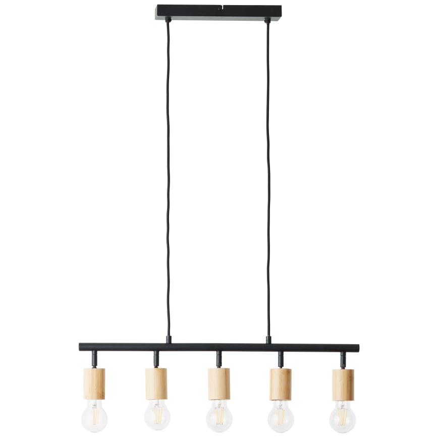 Brilliant - TIFFANY Cable-hung Pendant Light 5xE27/28W/230V Black/Bamboo