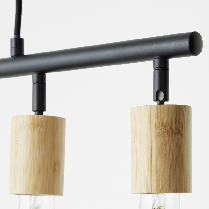 Brilliant - TIFFANY Cable-hung Pendant Light 5xE27/28W/230V Black/Bamboo
