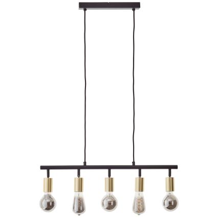 Brilliant - TIFFANY cable-suspended chandelier 5xE27/28W/230V black/brass
