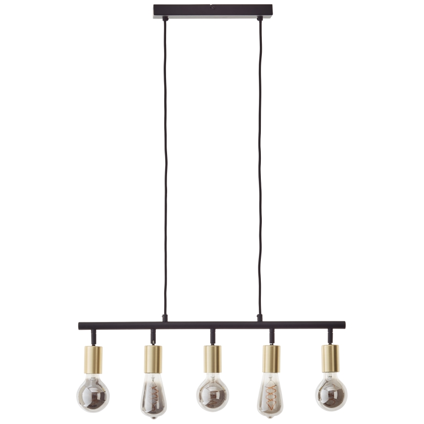 Brilliant - TIFFANY cable-suspended chandelier 5xE27/28W/230V black/brass