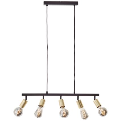 Brilliant - TIFFANY cable-suspended chandelier 5xE27/28W/230V black/brass