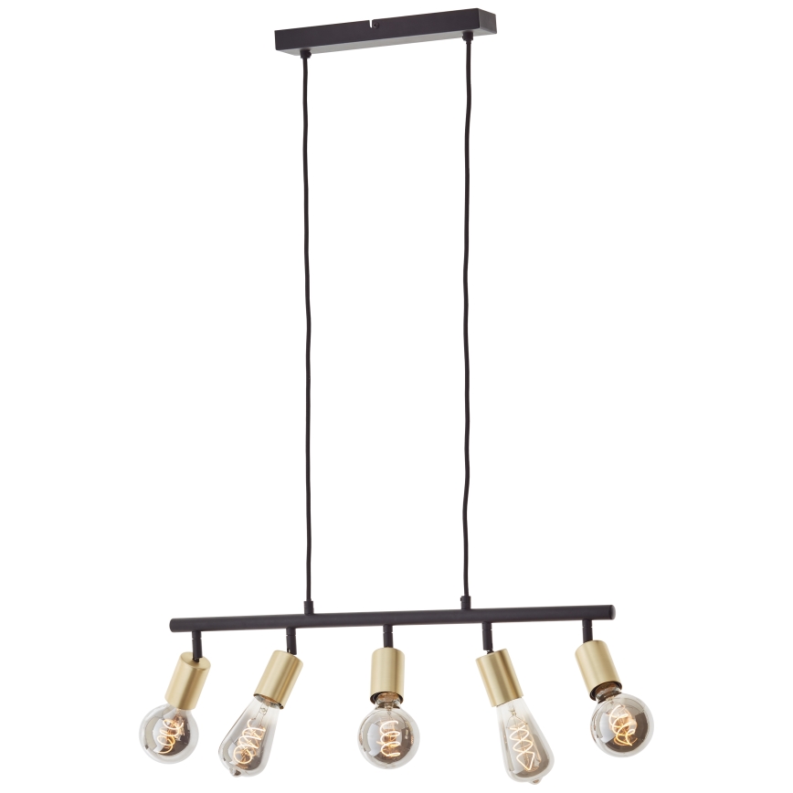 Brilliant - TIFFANY cable-suspended chandelier 5xE27/28W/230V black/brass